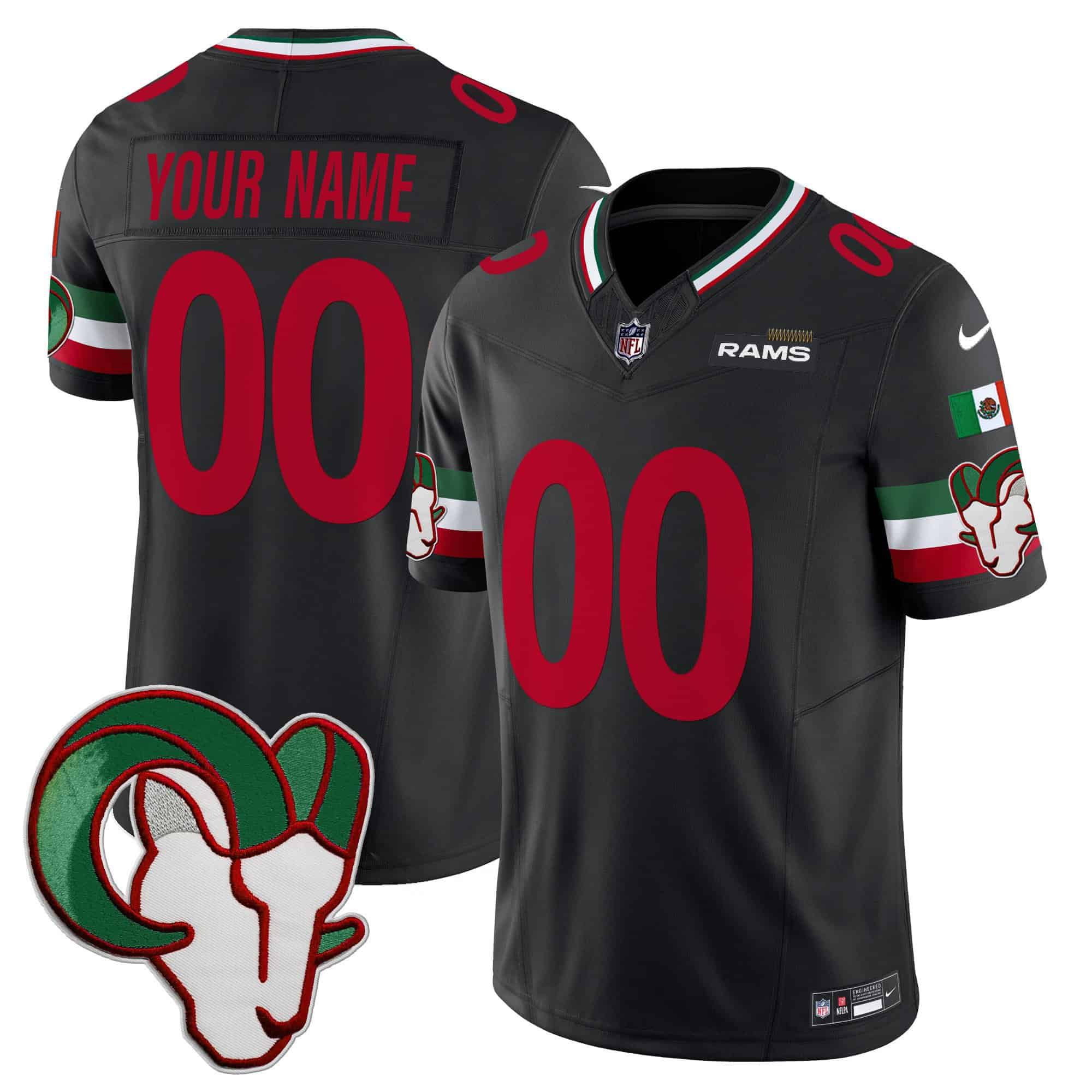 Men Los Angeles Rams Black 2024 Nike Mexico Vapor Limited Custom NFL Jersey